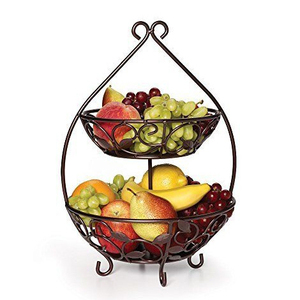 Corbeille à fruits en fil métallique à 3 niveaux Design décoratif Support pour corbeille à pain et légumes Support pour fruits Organisateur de rangement pour bols à fruits - Product Image 5