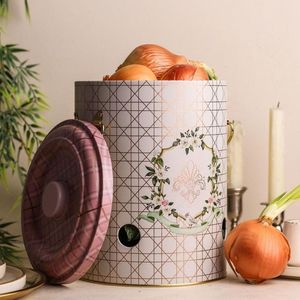 Bac de stockage de pommes de terre et d'oignons en métal rose 225x240mm 9L stockage et conteneur de nourriture - Product Image 3