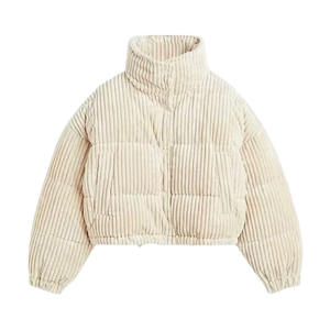 Low MOQ Winter <b>Stand</b> Collar Custom Logo Blank Thick Warm Heavy <b>Weight</b> Canvas Puffer Jacket - Product Image 2