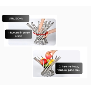 Corbeille à fruits pliable moderne en acier inoxydable, grande corbeille décorative pour table, support de rangement de cuisine - Product Image 5