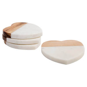 Meilleur sous-verre en forme de cœur en marbre et en bois pour la maison, la cuisine, la fête de mariage, la pierre et le noyer au prix de gros - Product Image 1