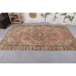 Vintage Turkish Patchwork Design <b>Wool</b> Eco Friendly Latex Rug <b>Pink</b> Beige 5 X 8.6ft Rectangle Traditional Style Dining Room Home - Product Image 3