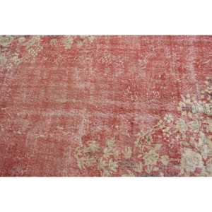 Alfombra Turca Vintage de 4.7x8.1 pies, Alfombra de Área, Alfombra de Lana con Diseño Floral Rojo y Blanco - Product Image 5