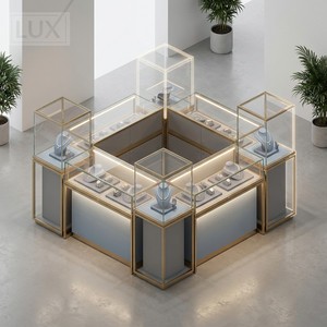 ตู้โชว์เครื่องประดับดีไซน์ 3 มิติสั่งทำพิเศษ LUX Luxury สำหรับห้างสรรพสินค้าและร้านขายเครื่องประดับ ตู้โชว์เครื่องประดับตกแต่ง - Product Image 4