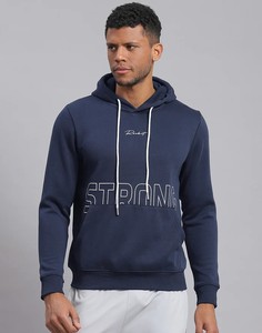Sweat à capuche d'hiver pour homme bleu marine de haute qualité, à manches longues, personnalisé ODM, en polyester/coton, avec design imprimé, en polaire supérieure - Product Image 3