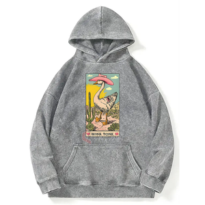 Sudadera con capucha de algodón pesado personalizada, ropa de calle desgastada lavada con ácido vintage, fabricante de Jersey sin cuerdas desteñido por el sol - Product Image 1