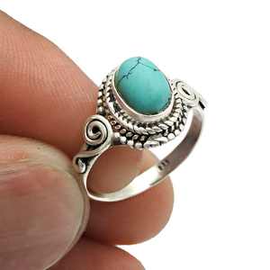 Bagues unisexes en argent sterling 925 avec pierre précieuse turquoise, bijoux tendance pour mariage, fête et anniversaire, bijoux bohèmes en pierre naturelle - Product Image 5