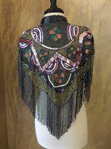 เสื้อคลุมเบอร์เลสก์ประดับลูกปัดและเลื่อม ชายเสื้อประดับพู่ห้อยลงมา ติดตั้งที่คอ เสื้อผ้าสำหรับงานเทศกาลที่สวยงาม - Product Image 3