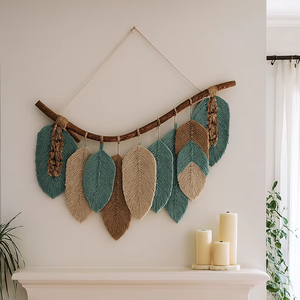 Minimalista escandinavo Southwestern Fusion Wall Art Hermoso algodón Macrame 'Still Life' Diseño Decoración para el hogar Sala de estar - Product Image 3