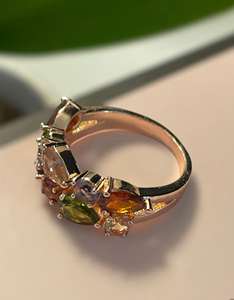 แหวนเงินสเตอร์ลิงชุบทองหรูหราหินหลายชิ้นดีไซน์แฟนซีปรับแต่งอัญมณีธรรมชาติสำหรับงานแต่งงานแบบคลาสสิก - Product Image 2