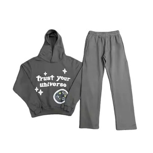 Ropa Urbana con Capucha de Invierno con Logotipo Personalizado, Traje Deportivo Acampanado con Lavado Ácido, Bordado Desgastado, Parche de Chenilla - Product Image 1