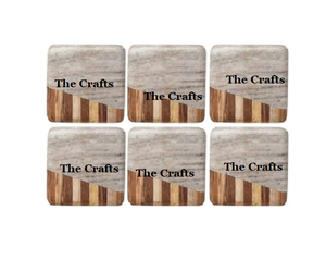 Set Of 4 Marble And Wooden <b>Coaster</b> Square Shape Tea Cup And <b>Glass</b> <b>Coaster</b> For Home Hotel Kitchen Restaurant Usage - Product Image 4