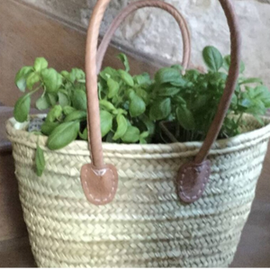 <b>Small</b> French Market Shopping <b>Basket</b> Bag | Beach Bag | Leather Handles - Product Image 1