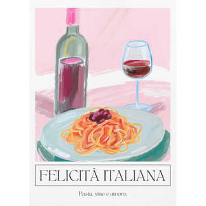 Felicit Italiana Pasta Wine and for Love Still Life, Impresión Artística de Ohkimiko, Disponible en Varios Tamaños, Hecha de Papel - Product Image 2