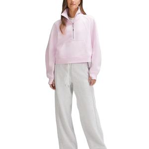 Sweat-shirt ample pour femme avec logo personnalisé OEM, fermeture éclair sur le devant, épaules tombantes, pull décontracté, col montant, sweat-shirt chaud - Product Image 1