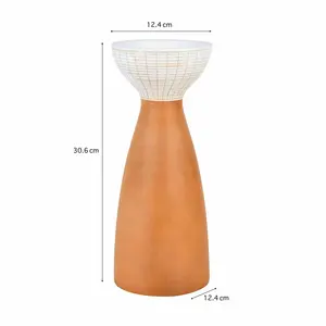 Porte-bougie élégant fait à la main avec un corps en bois lisse et un dessus en céramique texturé pour une décoration intérieure raffinée - Product Image 3