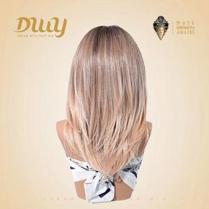 Siena-DWY Light Pink Glueless Synthetic <b>Wig</b> 136 Filter Lace Free Parting Shoulder Length Transparent Lace Color - Product Image 4