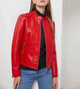 เสื้อแจ็คเก็ตหนังทรงเข้ารูปสำหรับผู้หญิง |   เสื้อแจ็คเก็ตมอเตอร์ไซค์หนังแท้ |   ผู้ผลิต OEM - Product Image 4