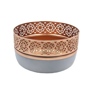 Design fait à la main en fer forme ronde bol de service alimentaire fini en cuivre cuisine et table de service et bols décoratifs - Product Image 2