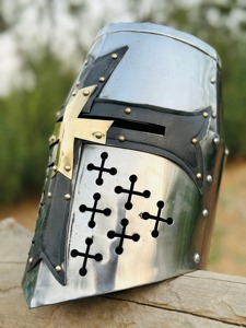 Casco de caballero templario | Casco cruzado medieval | El mejor regalo para Halloween Casco usado medieval griego usable de Edge Knives - Product Image 2