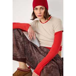 T-shirt court côtelé brodé de pierres - Product Image 1