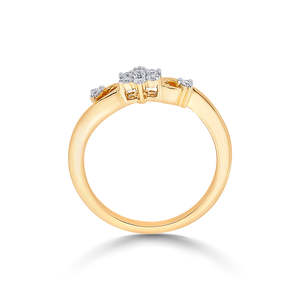 Bague en or jaune sertie de diamants floraux pour femmes - Product Image 4