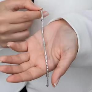 กำไลข้อมือเทนนิสเพชร VVS Moissanite สีเงิน925ปรับแต่งได้กำไลฮิปฮอปเครื่องประดับแฟชั่นสุดหรู - Product Image 3