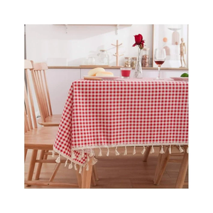 Wholesale Blue Checkered Cotton Linen Tablecloth Minimalist Style Washable Home Dining <b>Table</b> Cover Geometric Pattern Woven Fabri - Product Image 2