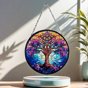 Atrapasol de Vidrio Teñido Personalizado de Seis Pulgadas, Diseño Art Deco, Marco de Metal Negro, Diseño de Panel para Película de Ventana Arcoíris, Adornos Infantiles - Product Image 1