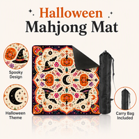 Tapis de jeu de mahjong américain à motif citrouille et fantôme d'Halloween, tapis de jeu de mahjong pliable