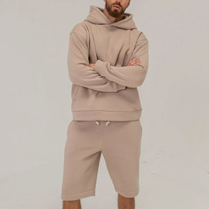 Sweat à capuche et short à porter quotidiennement deux pièces pour hommes Sweat à capuche uni et short assorti pour hommes - Product Image 1