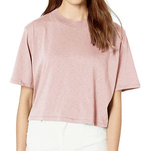 Camisetas cortas atractivas para mujer de nueva fábrica, diseño teñido liso a la moda a bajo precio con Top corto para mujer de talla Premium - Product Image 4