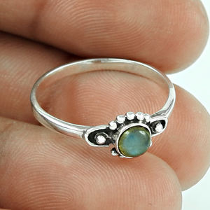 Bijoux personnalisés en argent 925 Sterling Silver Natural Labradorite Gemstone Round Shape Ring Bohemian Handmade Jewelry Supplier - Product Image 6