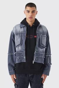 Veste en jean pour homme antibactérienne d'hiver, col montant, vêtement d'extérieur, bleu délavé, 100% coton, haute qualité, mode décontractée - Product Image 6