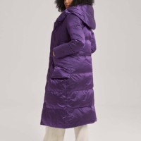Manteau d'hiver décontracté pour femme en polyester/nylon 2024, col mandarin, coupe ajustée, à capuche, respirant, imperméable, effet délavé, grande taille