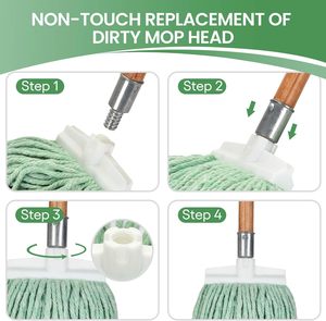 New Style High Quality Eco-friendly Durable Wood Multi-functional Flat <b>Mop</b> Self-Wringer Heavy Duty (>6.1kg) Cotton Thread <b>Head</b> - Product Image 2
