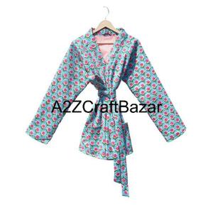 Veste matelassée en coton réversible faite à la main pour femmes, imprimé floral en blocs, style indien bohème, manteau d'hiver pour les mariages - Product Image 5
