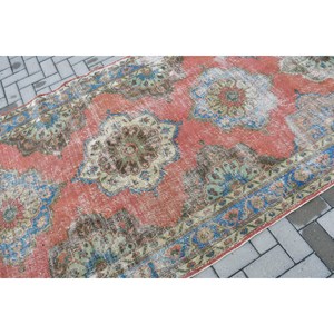 4.8x12.6 ft <b>Runner</b> Turkish Vintage Rug, <b>Red</b> Patchwork Wool Rug - Product Image 5