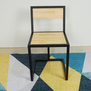 GCF007 Simple Minimalist Design Cafe Chair Single-Sitting Wood Iron Leg and Rubber <b>Footrest</b> High Quality Material - Product Image 3