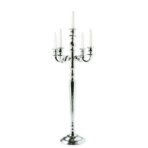 Candelabro Alto de Aluminio Plateado con 5 Globos de Cristal, Diseño Elegante, Centro de Mesa de Lujo para Bodas y Navidad, Hecho a Mano - Product Image 4