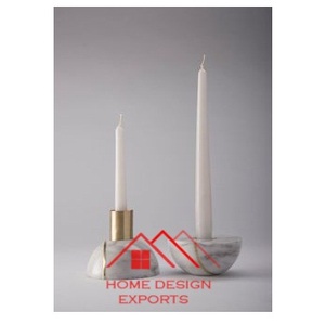 Pilar de mármol gris y dorado para mesa de velas, decoración votiva, soporte de luz en T, mesa, decoración de boda y decoración de mesa - Product Image 1