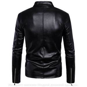 Veste de moto à col montant en cuir de mouton/vache véritable de haute qualité pour hommes, veste d'hiver décontractée à fermeture éclair, hiver 2025, grande taille, vente en gros - Product Image 2