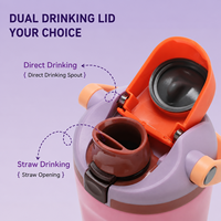Gobelet isotherme 2-en-1 en acier inoxydable à double paroi de 30 oz avec couvercle à boire, logo personnalisé, design mignon, pour café, eau, boissons chaudes et froides, avec poignée et paille