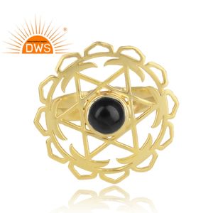 Nuevo diseño de plata esterlina 18K chapado en oro Natural negro ónix anillo de piedras preciosas Demi joyería fina para mujer regalo para ella - Product Image 2