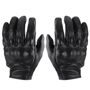 Luvas de couro para motocicleta, luvas curtas de verão para corrida, motocicleta, ciclismo, à prova d' água, para o inverno