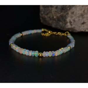Ethiopian <b>Opal</b> Beaded <b>Bracelet</b> 18K Gold Filled with Garnet Amethyst Quartz Pearl Gift Charm <b>Bracelet</b> - Product Image 2