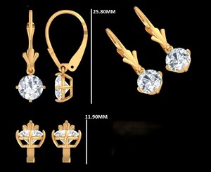 Boucles d'oreilles Lurba Jewels en or rose 18 carats massif, diamant de laboratoire taille brillant 2,50 carats certifié IGI, design élégant et luxueux - Product Image 5