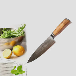 Cuchillo de Chef Damasco de 8 Pulgadas, Profesional, 67 Capas de Acero Súper Resistente, Ultra Afilado, con Mango de Madera de Olivo - Product Image 2