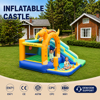 Châteaux gonflables à thème dinosaure avec accessoires complets et zone de jeu de lancer d'anneaux intégrée pour cour communautaire