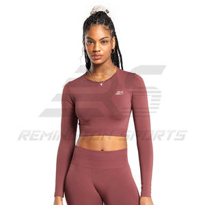 เสื้อครอปเอวลอยระบายอากาศได้ดีของผู้หญิงเสื้อครอปดีไซน์ตามสั่ง - Product Image 1